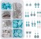 1 Box DIY 10 Pairs Turquoise Bead Earrings Making Kit Alloy Enamel Leaf Pendants Charms with Turquoise Beads Eye Pin & Earring Hooks for DIY Earring Jewelery Making, Antique Silver